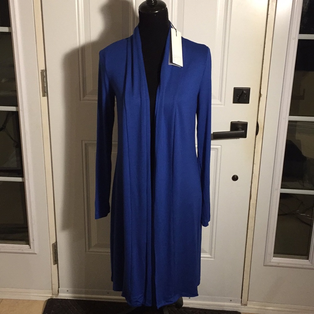 Yest Yessica 80474B Long Cardigan Knit Sweater Strong Blue 10